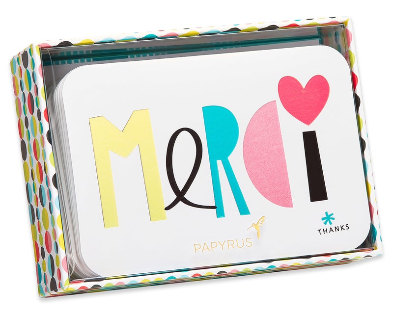 Papyrus Thank You Cards with Envelopes, Merci (14-Count) - Image 5